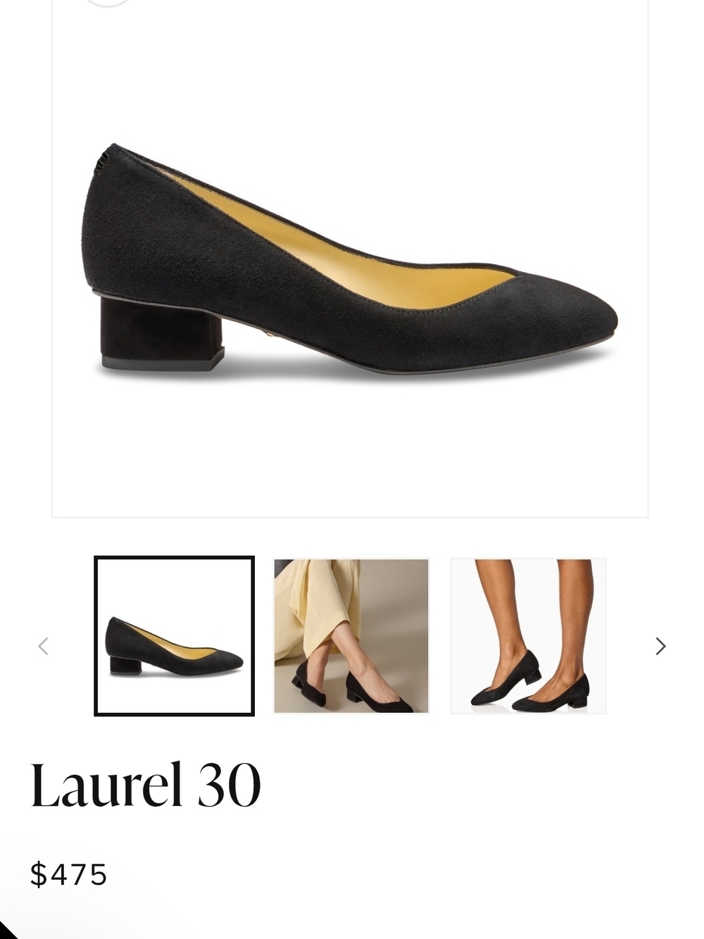 Sarah Flint Laurel 30 Black Suede Low Block Heel Pump